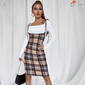 Plaid Tie shoulder dress